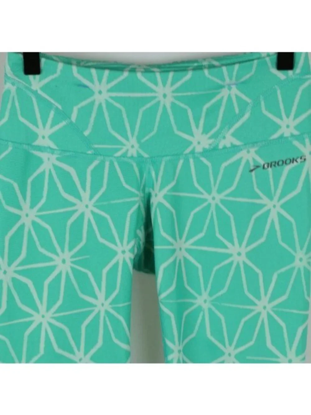Brooks Women's XS Green White Mid Rise Capri Athletic Running Leggings
